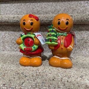 Light-Up Porcelain Gingerbread Man & Woman Set Christmas Decor